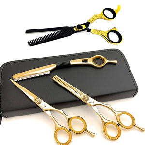 Kit de ciseaux de coiffure professionnels en acier inoxydable pour droitiers, à pointe arrondie, pour salon de coiffure - Product Image 1