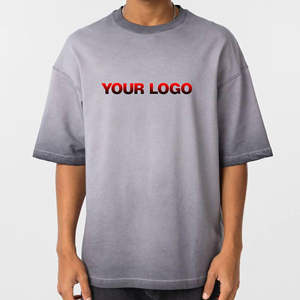 T-shirt Homme Coupe Oversize en Maille Délavée Style Sportif 81% Coton Broderie Logo Personnalisé Hip Hop Meilleure Vente - Product Image 1