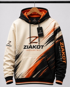 Wholesale Direct Pakistan Ziakot Industry Custom Stitched Black-<b>Orange</b> Sports Pullover <b>Sweatshirt</b> Hoodie - Product Image 1