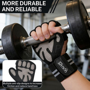 Private Label Breathable Half Finger Cross Fit Neoprene Gloves Gym Workout Weightlifting Adjustable Wrist Support Unisex Sports - Product Image 3