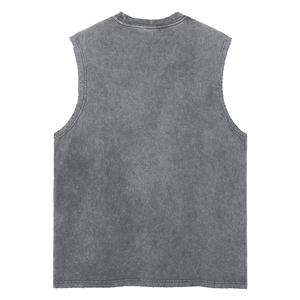 เสื้อกั๊กแขนกุดวินเทจผ้าวอช 230gsm แฟชั่นฤดูร้อน เสื้อกล้ามบาติกทรงหลวม ไหล่ทรงหยดน้ำ - Product Image 2