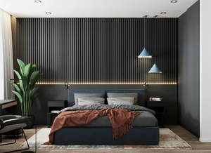 Mur acoustique en PVC nervuré, design moderne, écologique, recyclable, résistant à l'eau, à l'humidité, au feu et à la sonorisation, pour la maison - Product Image 2