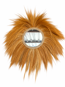 Round Rattan Decorative <b>Mirror</b> with Natural Grass Sunburst Frame Bohemian Handmade Wall Art for Home Living Room - Product Image 4