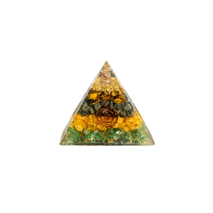 Pyramide d'orgone en pierres précieuses sculptée en triangle, sculpture en pierres mélangées, décoration de guérison pour la méditation, le Feng Shui et la décoration intérieure - Product Image 1