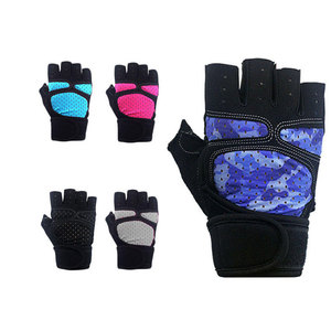 Gants de musculation unisexes à demi-doigts avec imprimé camouflage bleu, respirants, antidérapants, paume en PU, pour entraînement sportif en extérieur - Product Image 5