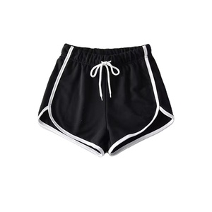 Shorts Casuales de Cintura Alta en Color Sólido con Cordón Ajustable, Cintura Elástica, Tejido de Punto, Spandex, Algodón Transpirable, Shorts para Mujer - Product Image 3