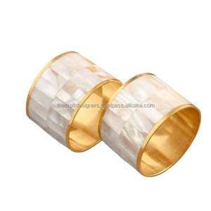Hot Selling Mother of Pearl Finished Napkin Rings <b>Set</b> of 2 Custom Logo Print Unique Napkins Holder & Rings Lightest <b>Weight</b> - Product Image 1