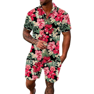 Wholesale Breathable Men's Two-Piece Shirt And Shorts Suit Customized Polyester Custom 2 Piece Shirt And Shorts Men Set - Product Image 4
