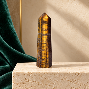 Tour en cristal d'œil de tigre naturel poli, obélisque, pointe de quartz, baguette pour la décoration Feng Shui, bureau et espace de travail - Product Image 4