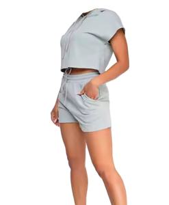 ชุดเซ็ต 2 ชิ้น ผู้หญิง แบรนด์ Low Moq ผลิตในปากีสถาน ปักโลโก้ แฟชั่นเรียบง่าย แขนสั้น ใส่สบาย สำหรับฤดูร้อน ปี 2026 - Product Image 2