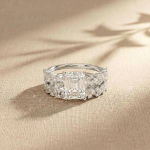 Modern Moissanite 2CT Emerald Cut Half Eternity Band <b>Ring</b> 925 Silver Fine Jewelry Wishes Party Gift For <b>Friends</b> - Product Image 5