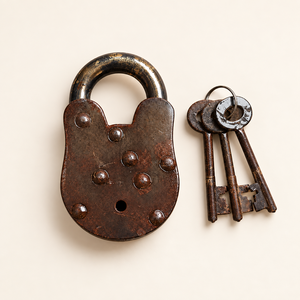 Cadenas en fer antique robuste SHUBHAM avec clés, serrure rustique vintage pour coffre en bois, armoire, portail, meubles - Product Image 6