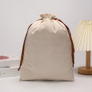 Sacs d'emballage personnalisés en polyester/coton avec cordon de serrage, imprimés numériquement, écologiques, lavables, réutilisables, résistants à l'eau - Product Image 5