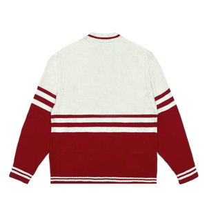 Cárdigan de punto transpirable de primera calidad con cuello en V para hombre, diseño universitario, suéter a rayas con botones para actividades casuales al aire libre - Product Image 2