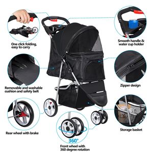 Poussette compacte TH-PPS-166 pour animaux de compagnie avec doublure amovible et roues verrouillables pour un voyage sûr et confortable OEM personnalisé accepté - Product Image 6