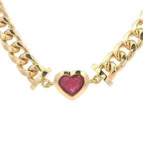 1 Carat Heart <b>Ruby</b> Cuban Chain <b>Necklaces</b> 14K 18K Solid Gold Bezel Set 38cm Length Solitaire Minimalist Layering Elegant Everyday - Product Image 1