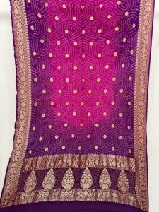 Reine Banarasi Neemzari Georgette Rai Bandhani Dupatta Premium Festliche Hochzeits-Traditionstücher (150 Banarashi Original-Uttra) - Product Image 5