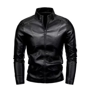 Nouvelle veste en cuir synthétique de haute qualité, style motard classique, coupe ajustée, coupe-vent, noire, pour hommes - Product Image 1