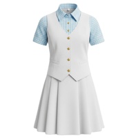 Ensembles d'uniformes scolaires pour filles, sur mesure, de haute qualité, professionnels, avec chemise à manches courtes, veste, jupe, confortables