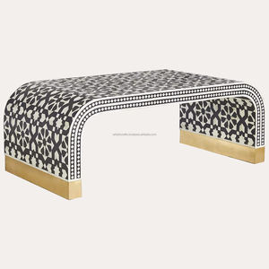 Table basse en incrustation d'os à motif géométrique artistique Meubles de maison Meubles de salon décoratifs avec incrustation complexe - Product Image 1
