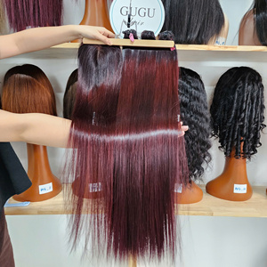 Perruque Lace Frontale Transparente de Luxe pour Femme, Cheveux Vierge Remy de Qualité Supérieure, Bourgogne Foncé, 26 Pouces, Lisse Baguette Vietnamienne - Product Image 1