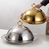 Hotel Restaurant Buffet Plat En Acier Inoxydable Plat De Service Rond De Luxe Avec Couvercles