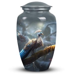 Urna funeraria grabada con diseño de pavo real bailarín para guardar cenizas, urna conmemorativa para cenizas humanas, recuerdo decorativo. - Product Image 1