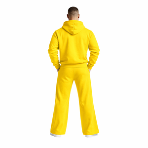 Conjunto Deportivo Personalizado con Logotipo, Sudadera con Capucha Amarilla, Pantalones Deportivos de Felpa para Hombre y Mujer, Sudadera con Capucha y Pantalones Deportivos con Estampado Puff, Ropa Deportiva Urbana - Product Image 4