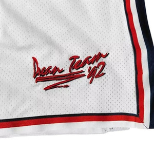 Pantalones Cortos de Baloncesto Retro USA Dream Team 1992, Malla Vintage con Bordado Tackle Twill, Estilo Urbano, para Entrenamiento Deportivo, Venta al Por Mayor - Product Image 4