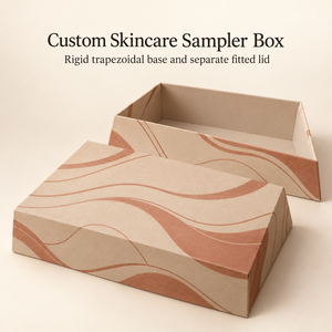 Caja de Papel Trapezoidal Personalizada con Diseño de Olas de Arena para Muestras de Cuidado de la Piel, Empaque con Logotipo OEM - Product Image 1