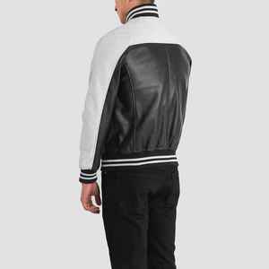 High Quality Men's High Street Chenille Embroidery <b>Leather</b> <b>Jacket</b> Eco Friendly Breathable Customized Design <b>Winter</b> <b>Jacket</b> - Product Image 5