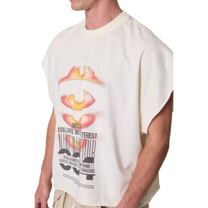 <b>Mens</b> O Neck <b>Sleeveless</b> <b>T</b> <b>Shirt</b> Loose Fit Front Back Graphic Wide Shoulder Streetwear Wholesale Custom OEM Cotton Jersey Tee Tops - Product Image 3