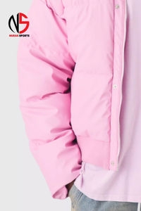 Nouvelle Veste Puffer Homme Rose Coupe Boxy en PU Mat avec Col Montant, Coupe-Vent et Chaude pour l'Hiver, Matelassée en Duvet, Personnalisable avec Logo - Product Image 4