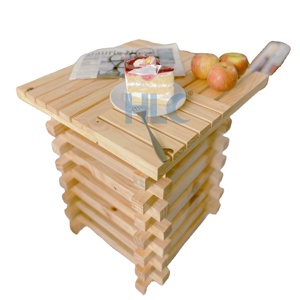 High quality OEM customized natural wood color pine wooden <b>foldable</b> square <b>table</b> lamp size 350 x 350 x 450 mm - Product Image 1