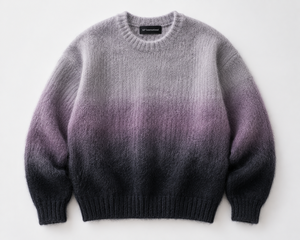 Pull en mohair tricoté ombré pour homme KP International, en laine et acrylique, à rayures, anti-plis, manches standard, coupe classique, pour l'hiver - Product Image 1
