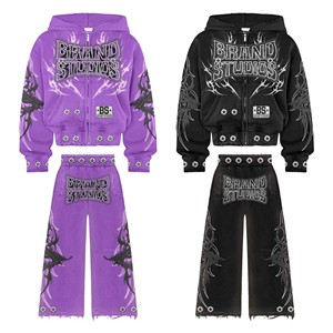 Men's Heavyweight Cotton Blend fashion wear Custom Logo unique Tracksuit <b>Distressed</b> Embroidery Breathable Wholesale - Product Image 1