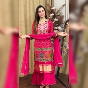 Nueva Colección de Diseñador, Conjunto de Sharara y Dupatta con Bordado Completamente Cosido, Salwar Kameez de Chinnon Pesado para Adultos, FATEMA FASHION - Product Image 1