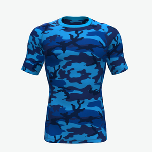 Custom Logo <b>Mens</b> Short Sleeve Rash Guard <b>Compression</b> <b>Shirt</b> Quick Dry Polyester Spandex Sport Top Front Print OEM MMA Rash Guard - Product Image 6