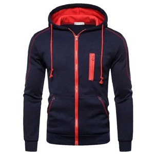 Sudadera con Capucha y Cremallera para Hombre, Color Sólido, Manga Larga, Diseño con Bolsillos, Corte Holgado Informal, Ropa de Invierno, 100% Poliéster, Bordada - Product Image 5