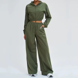 Conjunto Deportivo de Yoga de 2 Piezas para Mujer, con Capucha y Cremallera, Protección Solar, para Ciclismo al Aire Libre, Ropa Deportiva para Gimnasio - Product Image 4