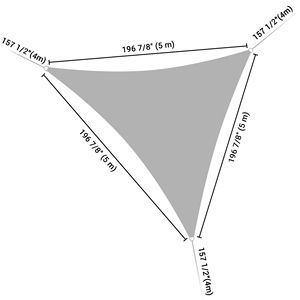 ผ้าบังแดดทรงสามเหลี่ยมสีเทา ขนาด 5x5x5 เมตร ทนทาน ป้องกันจานชามกลางแจ้ง - Product Image 6