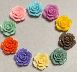 ลูกปัดเรซิ่นรูปดอกกุหลาบหลากสีแบบแบนสำหรับทำเครื่องประดับ DIY งานฝีมือตกแต่ง - Product Image 4