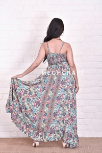 Elegant Bohemian Spaghetti Style Silk High Low Maxi <b>Dress</b> for Women Floral Printed Summer <b>Dress</b> for Casual Party Bulk Export - Product Image 3