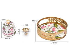 ชุดภาชนะใส่อาหารลายวัวพิชไว 2 ใบ พร้อมถาดโลหะสำหรับเสิร์ฟขนมขบเคี้ยวและผลไม้อบแห้ง ดีไซน์หรูหรา เหมาะสำหรับงานแต่งงาน - Product Image 3
