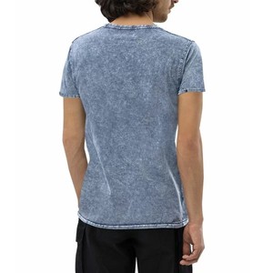 Camiseta de algodón de punto de manga corta con cuello redondo para hombre, azul vaquero lavado, corte regular, color liso, OEM ODM, novedad 2026 - Product Image 2