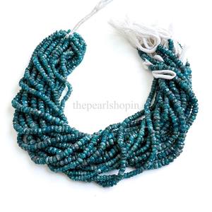 Perles d'apatite néon naturelle non taillées, forme rondelle, 3,5 - 4 mm, brin de perles d'apatite, 12,5 pouces, perles en pierre non taillées pour la création de bijoux - Product Image 5