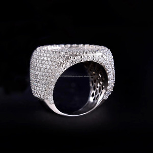 Iced Out Style Engagement <b>Ring</b> for <b>Men</b> 925 Sterling <b>Silver</b> Rhodium Plated Moissanite Diamond Vintage Leaf Hip Hop Bling Jewelry - Product Image 6