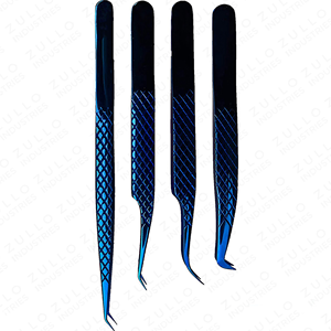 Diamond Grip 4PCS Volume <b>Lash</b> Extension Tweezers Set Stainless Steel Plasma Blue Eyelash Tweezers Professional <b>Kit</b> - Product Image 5