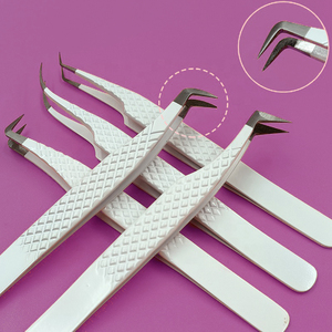 Private Label White Black wHITE Lash Tweezers Fiber Tip Custom Logo Fiber Tip Volume Lash <b>Extension</b> Fiber Tip Eyelash Tweezers - Product Image 1