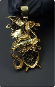 Dragon Pendant with Moissanite Diamonds Iced Out <b>Jewelry</b> <b>Charm</b> Luxury Wholesale Pendant - Product Image 2
